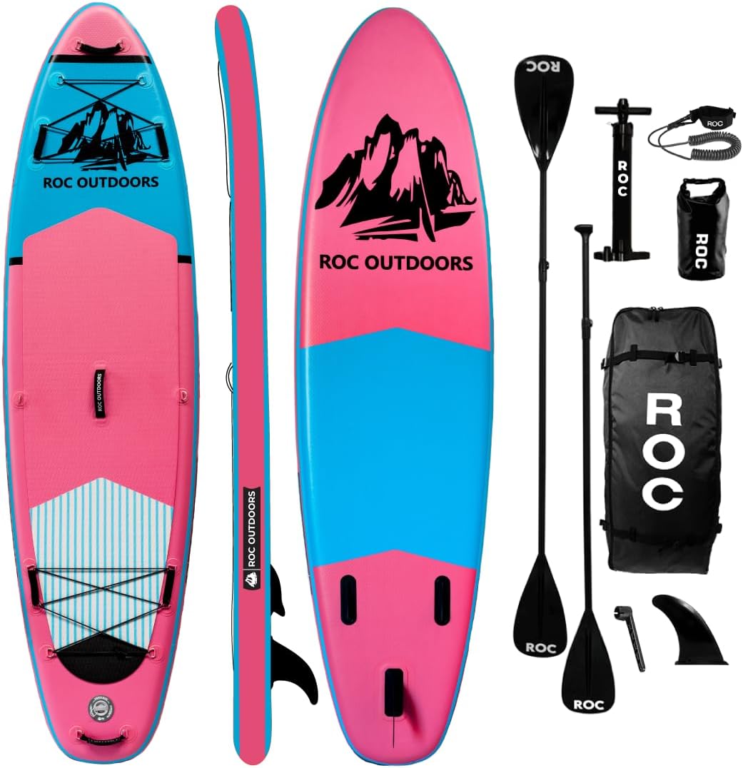 Roc Inflatable Stand Up Paddle Board 10' 6" with Premium SUP Paddle Board Accessories, Wide Stable Design, Non-Slip Comfort Deck for Youth and Adults