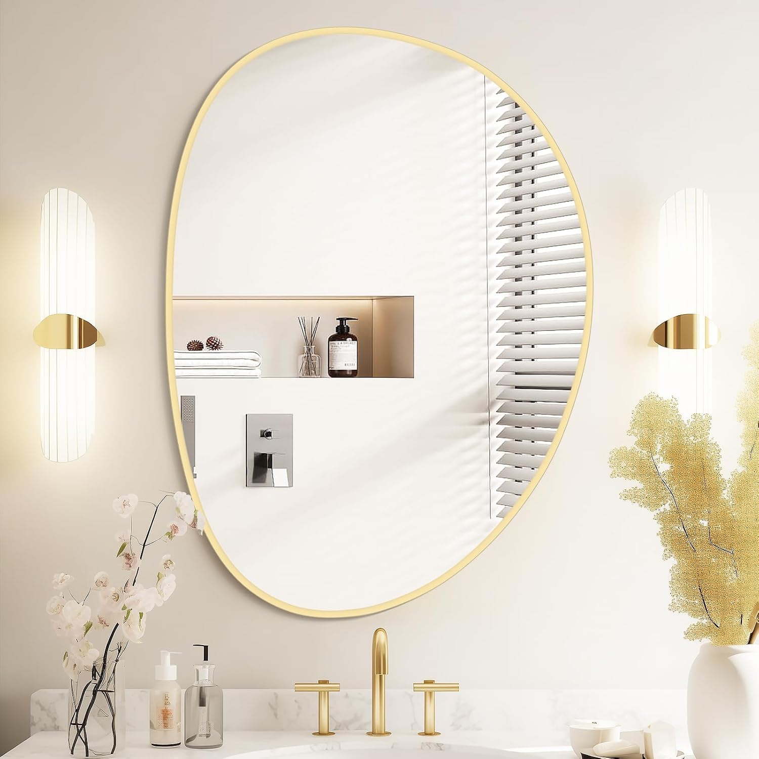 WallBeyond Asymmetrical Mirror, Irregular Mirror Full Length, Boho Wall Mirrors Decorative for Bedroom Living Room Entryway Hall