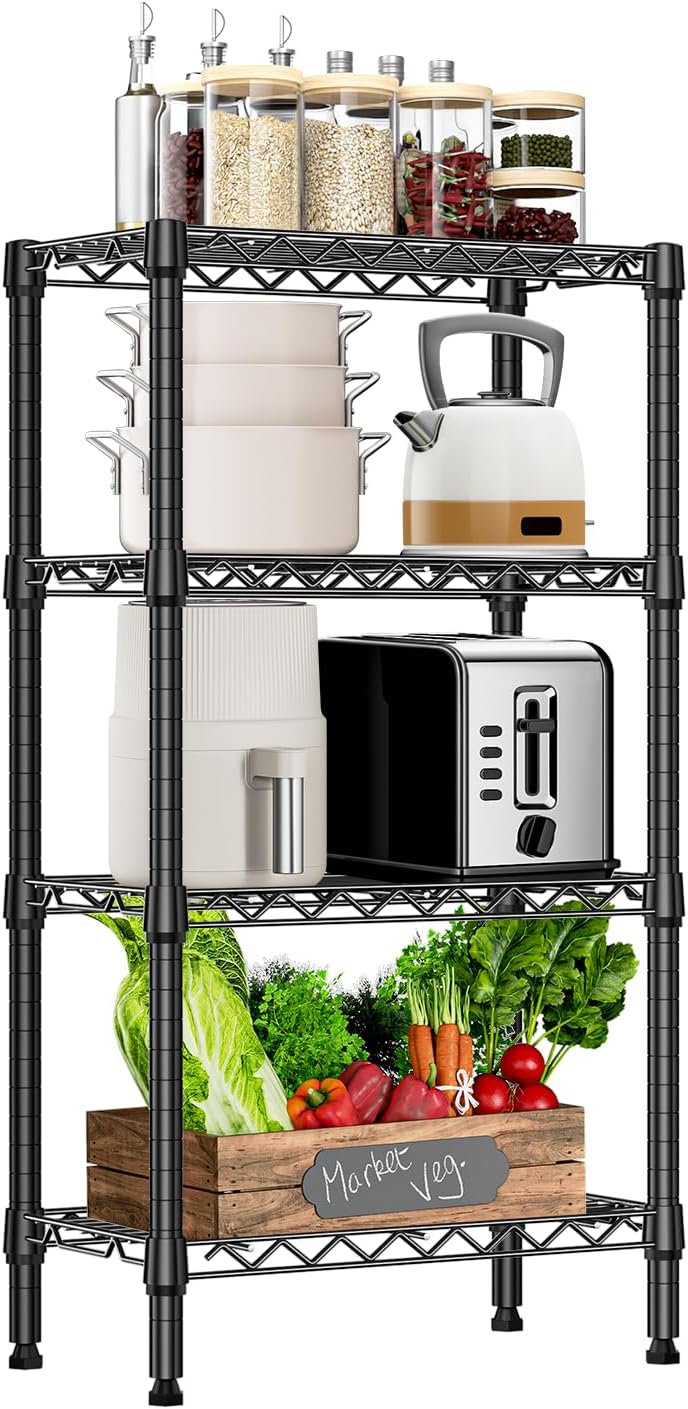 M MZG 750 lbs 3 Tier Shelf Metal Storage Shelves Wire Rack Closet Organizers with PP Board for Garage Kitchen Bathroom Laundry Chrome 11.8" D x 21.7"