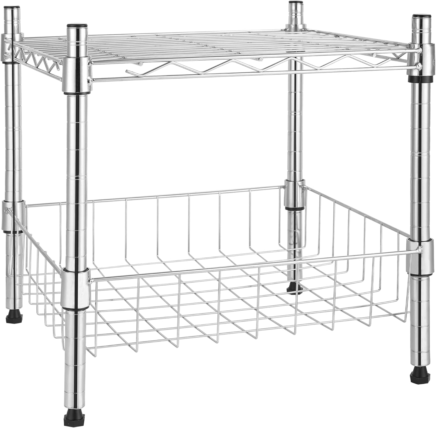 YSSOA Heavy Duty 3-Tier Storage Shelves 750Lb Capacity, 24.02" D x 13.78" W x 21.97" H Shelving Unit for Pantry, Garage, Laundry and Kitchen, Chrome