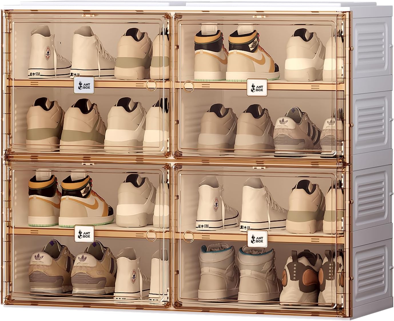 ANTBOX Portable Shoe Rack Organizer for Closet Entryway, Stackable Sneaker Storage Shoe Cabinet with Magnetic Clear Door, 10 Tiers 40 Pairs