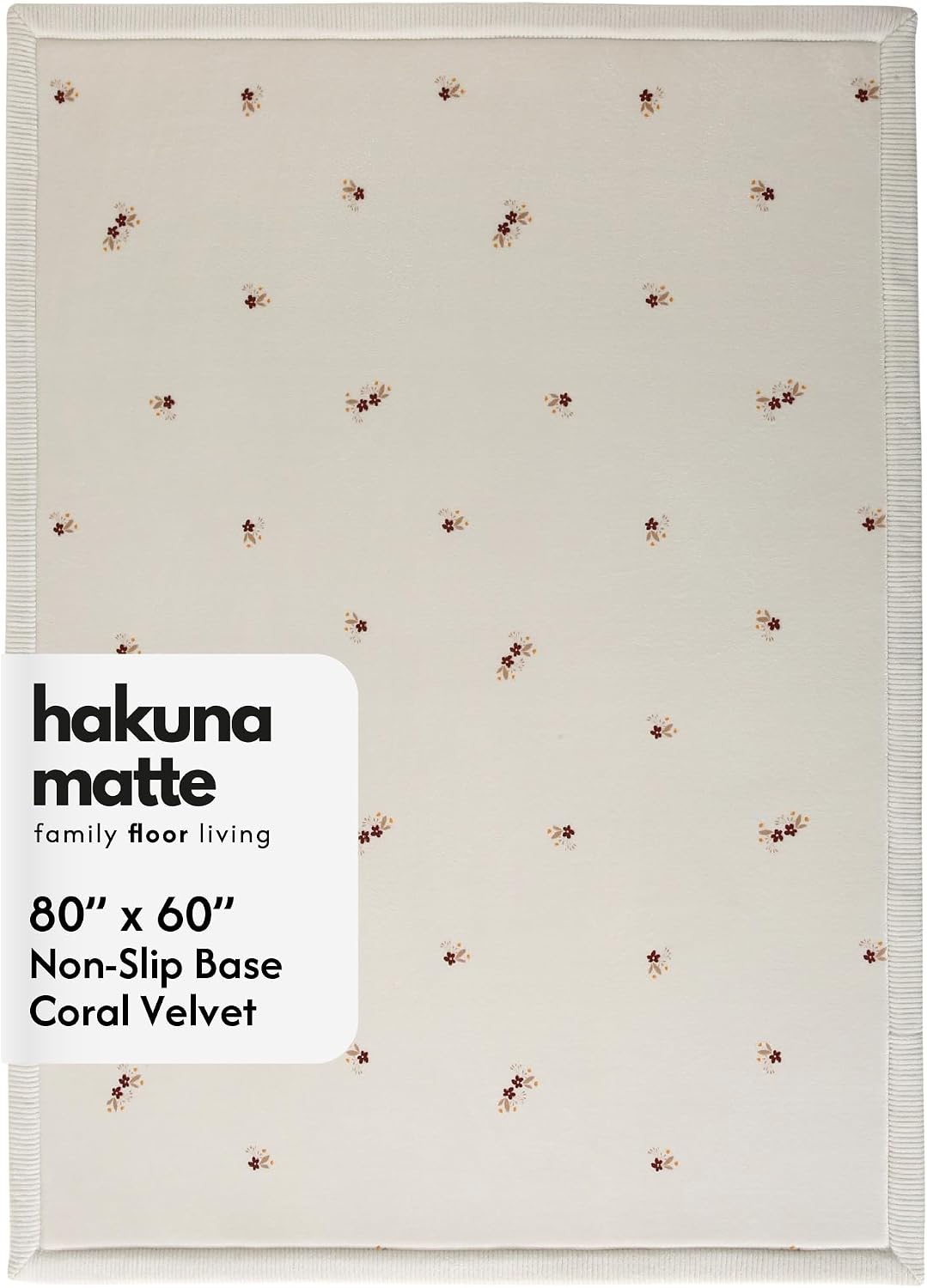 Hakuna Matte CloudSoft Mat for Floor 60" x 80" Beige, Coral Velvet high-density foam Rug - Non-Slip, Water-Resistant