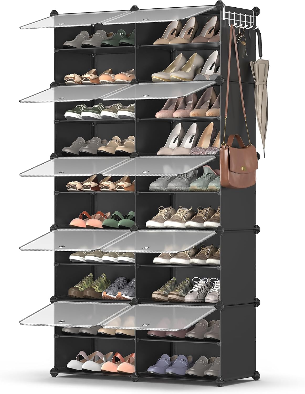 SONGMICS Shoe Rack Organizer, 8-Tier Shoe Storage Cabinet for Closet and Entryway, Holds 32 Pairs of Shoes, Adjustable