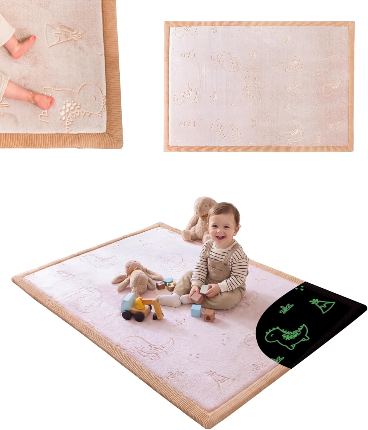 Hakuna Matte CloudSoft Mat for Floor 60" x 80" Beige, Coral Velvet high-density foam Rug - Non-Slip, Water-Resistant
