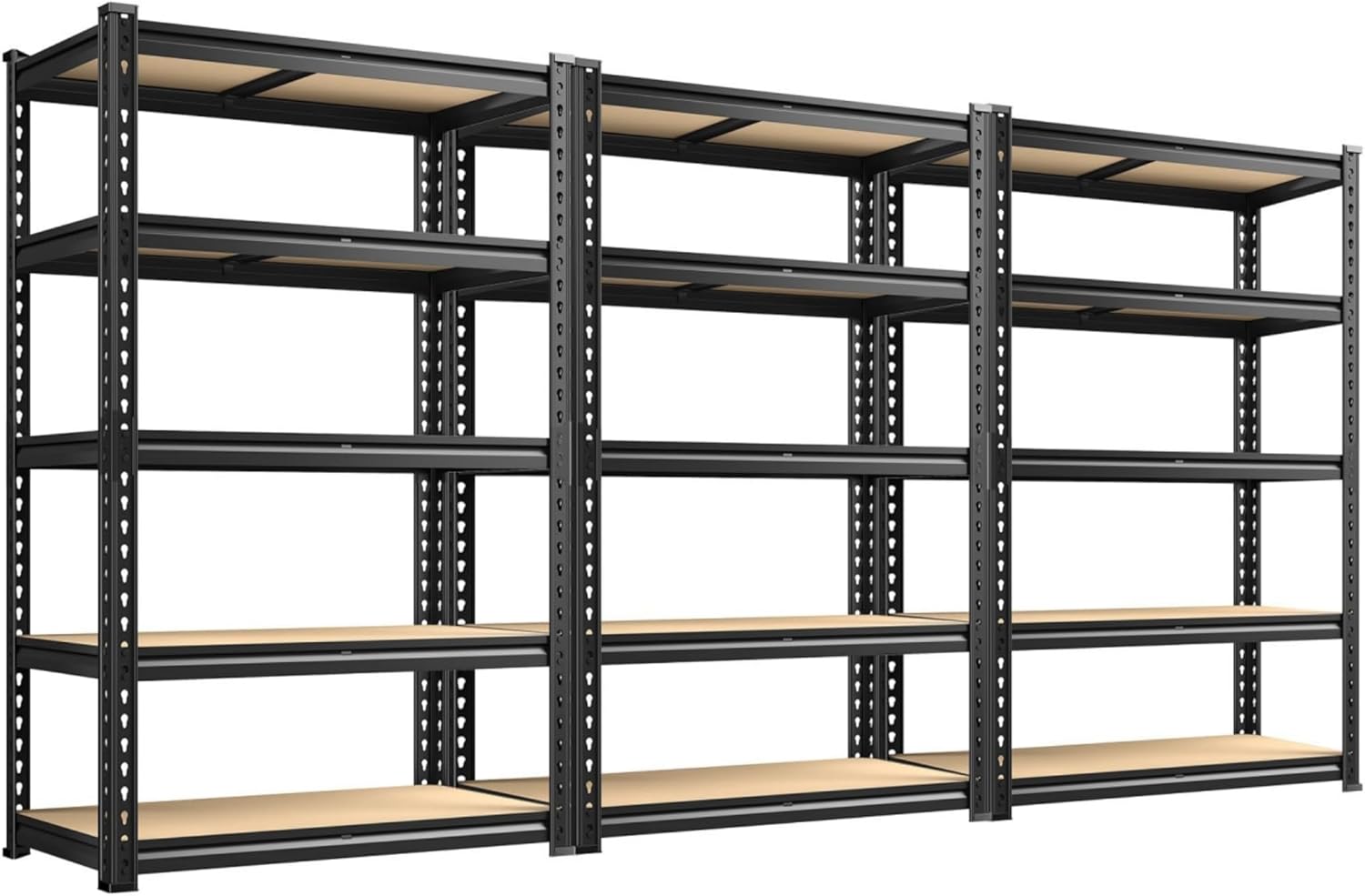 REIBII 5 Tier Garage Shelving for Pantry, Adjustable Storage Shelves, 35.5" W x 11.9" D x 72" H, Holds 2400 Lbs, 5 Reinforcing Ribs