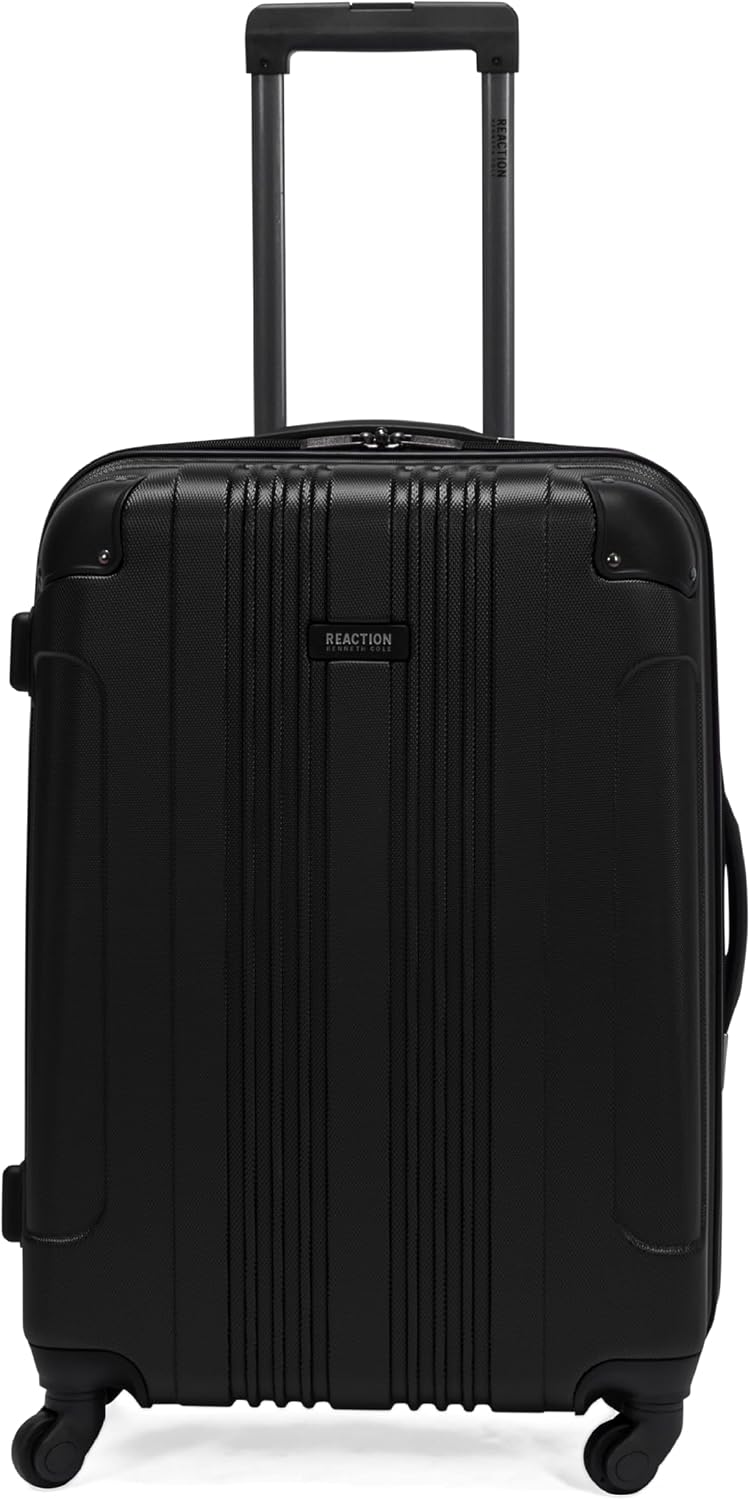 Kenneth Cole REACTION Out of Bounds Lightweight Hardshell 4-Wheel Spinner Luggage, Charcoal, 24-Inch Checked