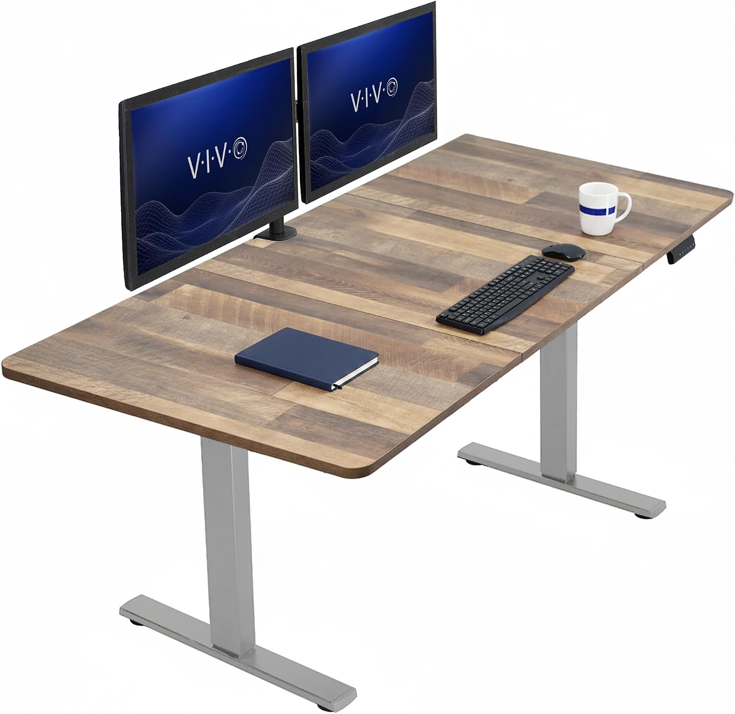 VIVO Electric 63 x 32 in Standing Desk, Memory Height Adjustment, 1B Series, Holds 220 lbs, Dark Walnut Top Black Frame, DESK-KIT-1B1D