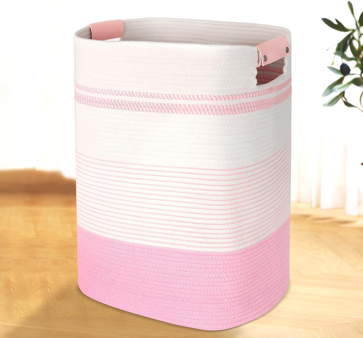 AINUOQI Large Laundry Hamper Basket, 85L Cotton Rope Woven Storage Bin for Blankets, Dirty Clothes Toys