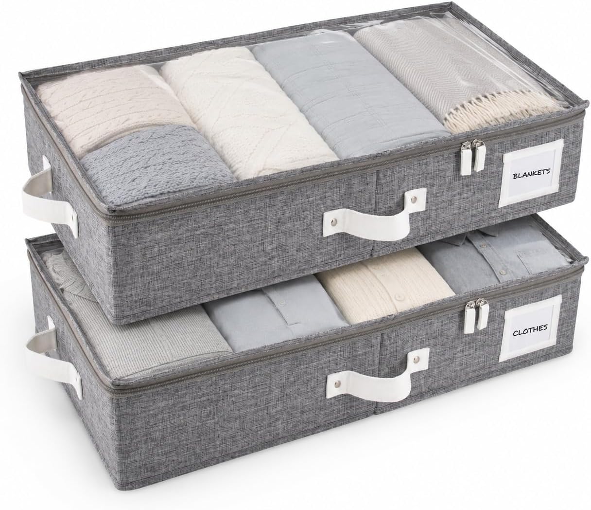 HOMELUX THEORY 2pc Under Bed Storage Containers, Bedroom Under the Bed Drawer Storage Organizer with Bins and Lids