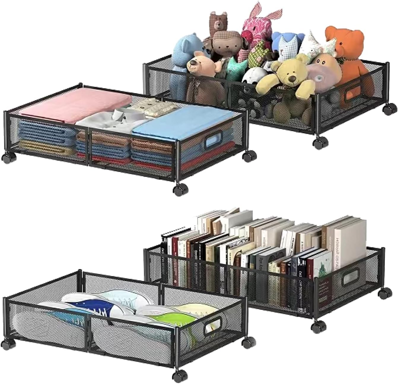 Uyokcnie Under Bed Storage Containers, Shoe Storage With Wheels, Foldable Bedroom Storage Organization with Handles