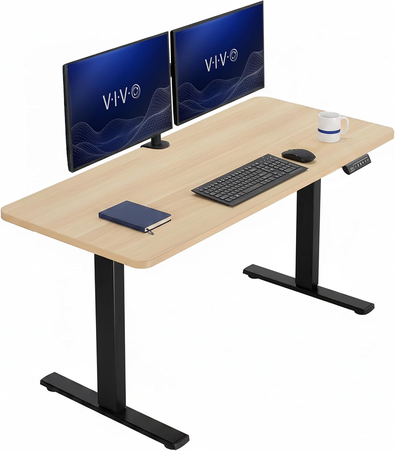 VIVO Electric 63 x 32 in Standing Desk, Memory Height Adjustment, 1B Series, Holds 220 lbs, Dark Walnut Top Black Frame, DESK-KIT-1B1D