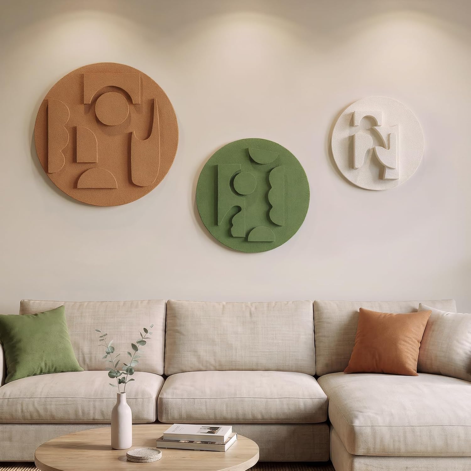 3D Wood Textured Large Neutral Abstract Wall Art, Modern Beige Brown Geometric Paintings Artwork for Walls-Minimalist Wooden Wall Art Decor for Living