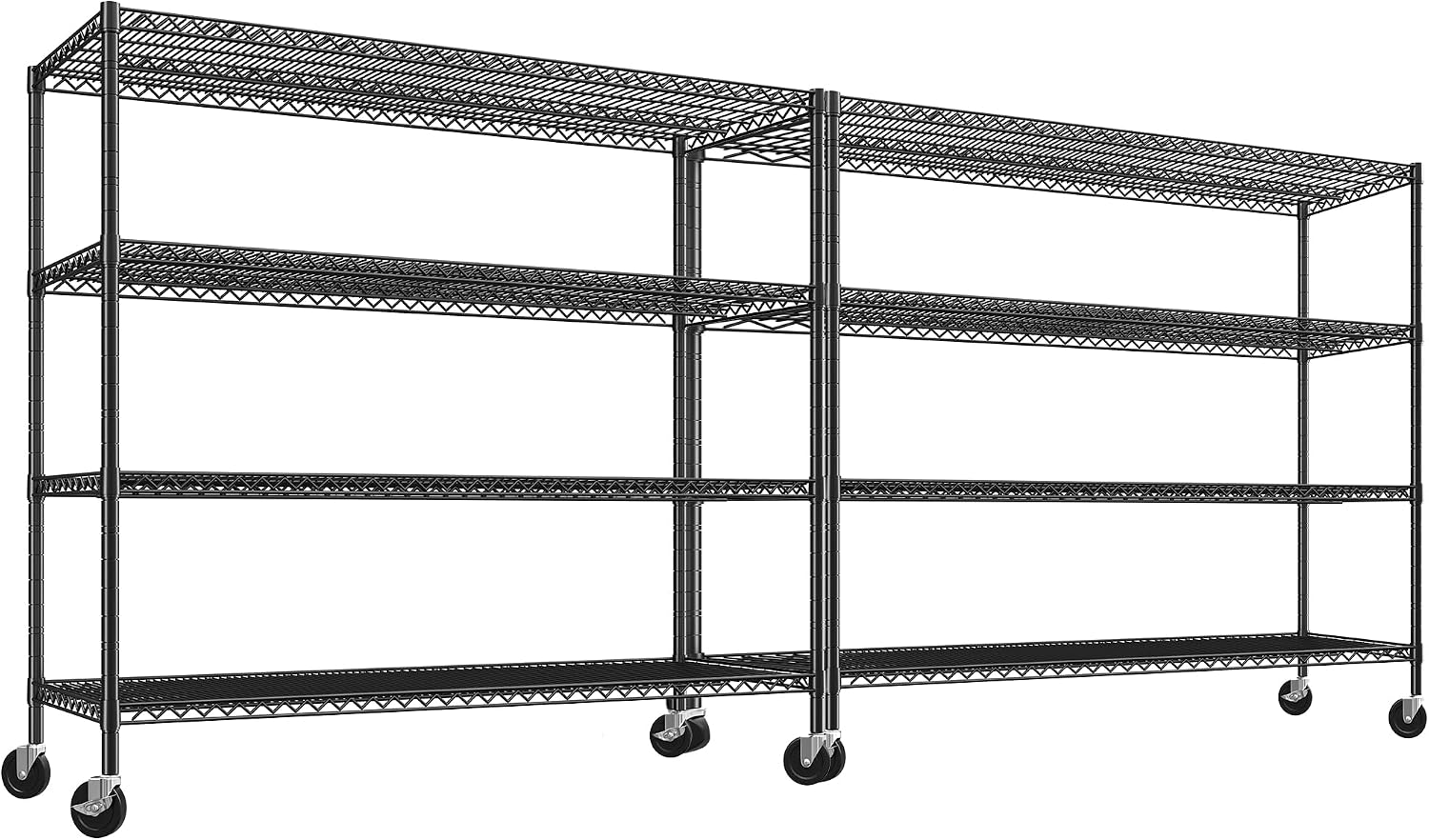 REIBII 3200LBS Storage Shelves Wire Shelving with Wheels, Adjustable Garage Shelving Heavy Duty Steel Metal Shelving Unit Shelf Rack for Warehouses