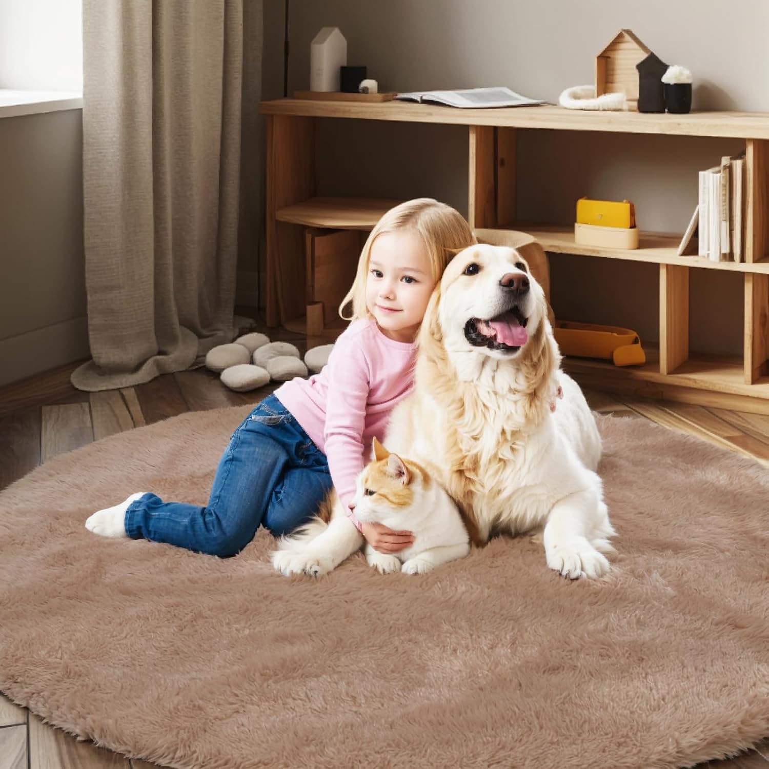 junhejiamei Area Rugs 9x12 Living Room, Large Area Rug Shaggy Carpet Soft Plush Furry Bedside Rug