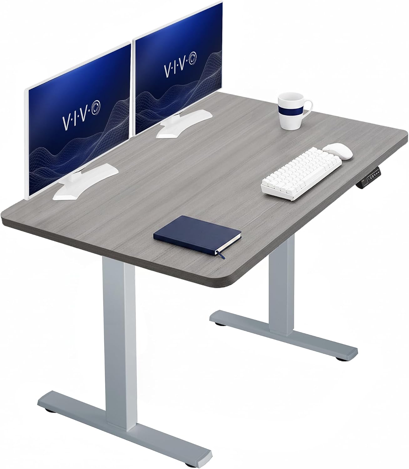 VIVO Electric 63 x 32 in Standing Desk, Memory Height Adjustment, 1B Series, Holds 220 lbs, Dark Walnut Top Black Frame, DESK-KIT-1B1D