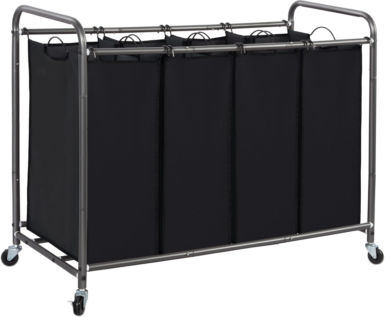 STORAGE MANIAC Laundry Sorter 4 Section, 47.5 Gal (180 L) Laundry Hamper with Wheels, Clothes Divider Basket Sorter