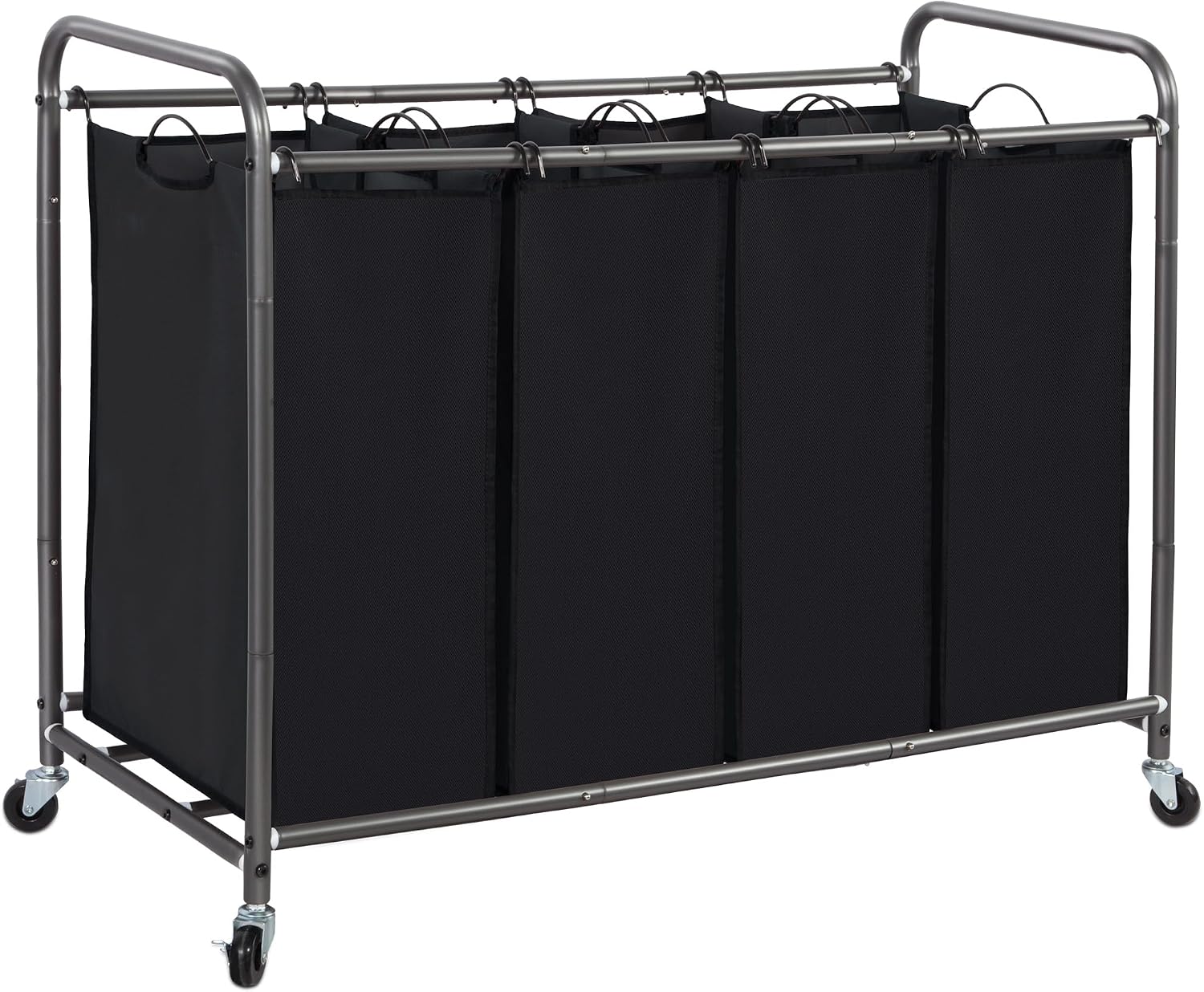 STORAGE MANIAC 3 Section Laundry Sorter, 35.6 Gal (135 L) Laundry Hamper Cart with Heavy Duty Rolling Lockable Wheels and Removable Bags