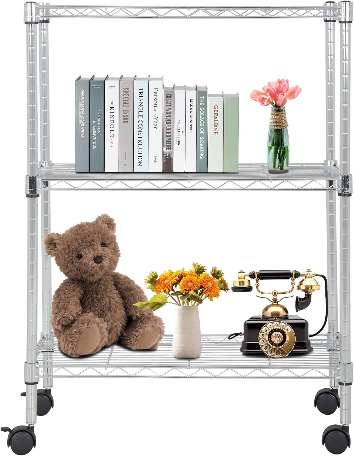 BestOffice, 4-Tier Wire Storage Shelves, 36x14x54, Black, with Adjustable Racks, Heavy-Duty Metal Shelf, Holds Up to 1000 lbs, No-Tool Assembly