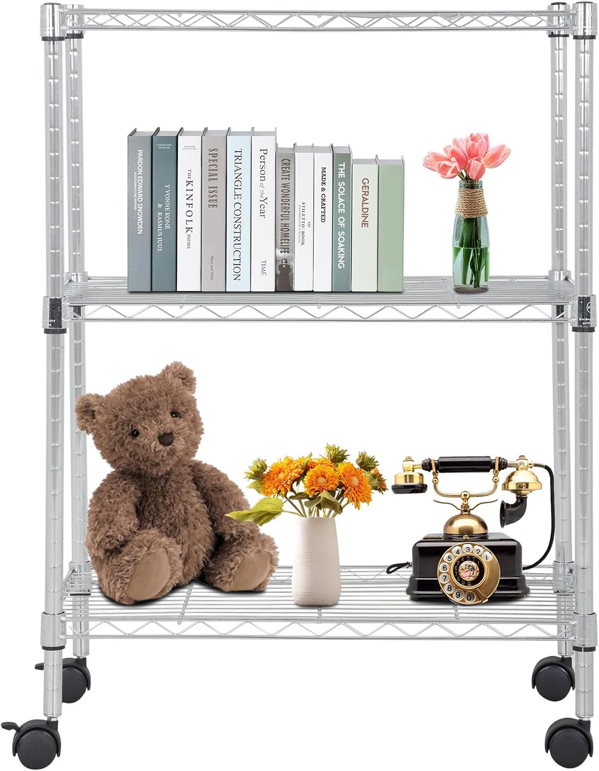 BestOffice, 4-Tier Wire Storage Shelves, 36x14x54, Chrome, with Adjustable Racks, Heavy-Duty Metal Shelf, Holds Up to 1000 lbs, No-Tool Assembly