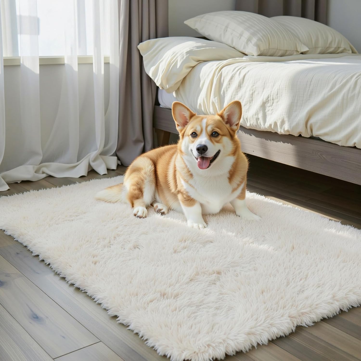 junhejiamei Area Rugs 9x12 Living Room, Large Area Rug Shaggy Carpet Soft Plush Furry Bedside Rug