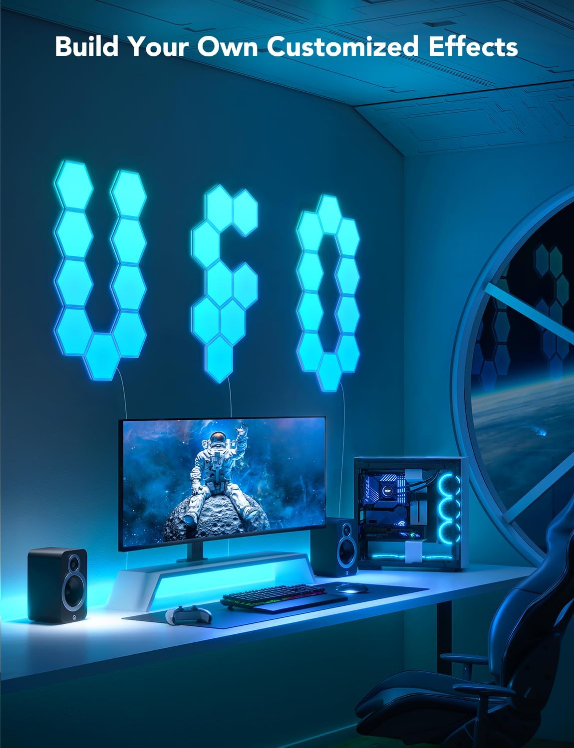 Govee Glide Hexa Light Panels, RGBIC Hexagon LED Wall Lights, Wi-Fi Smart Home Creative Wall Lights with Music Sync