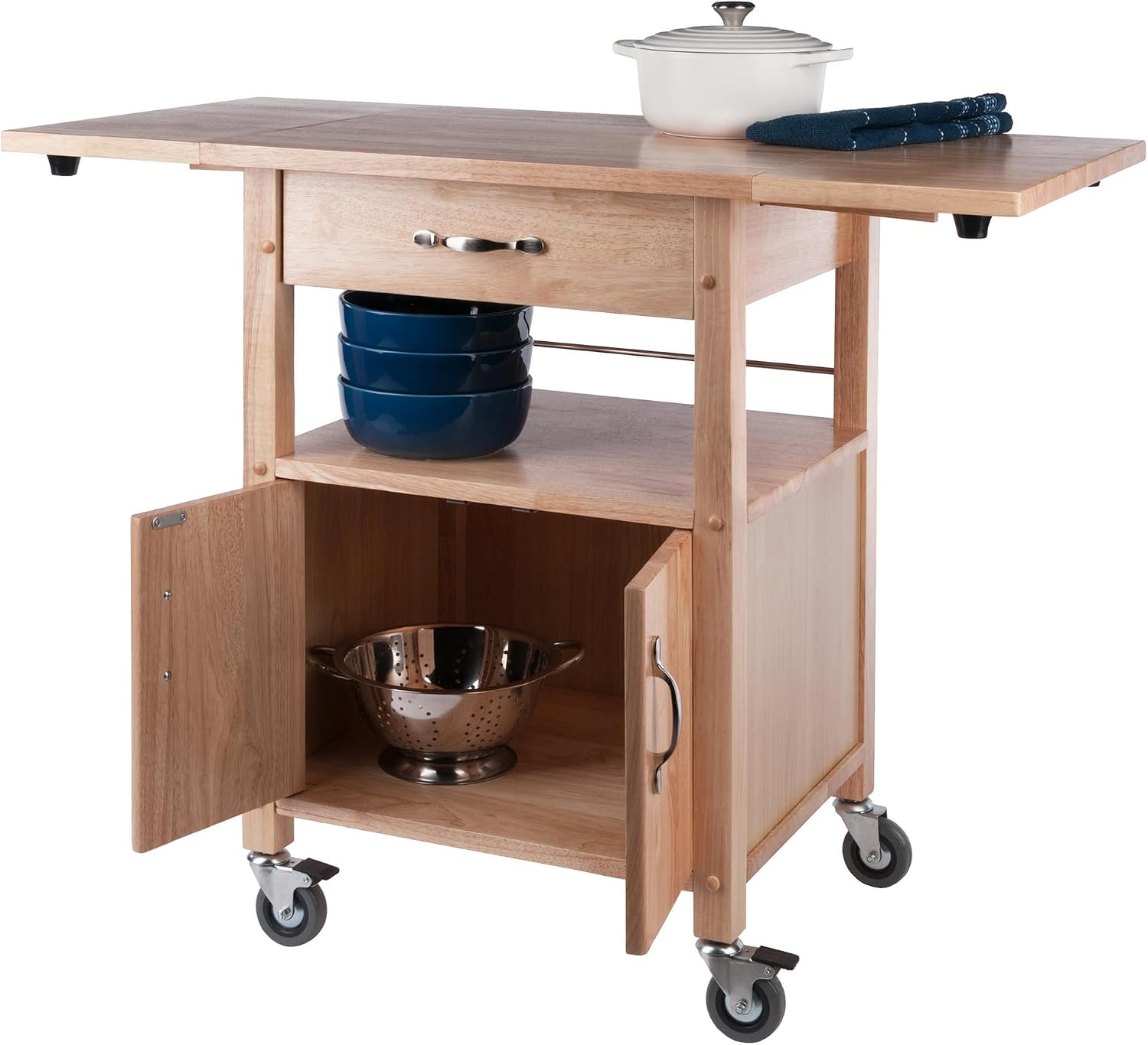Winsome Wood/Veneer Mobile Kitchen Cart with Lockable Wheels, Beech (84920)