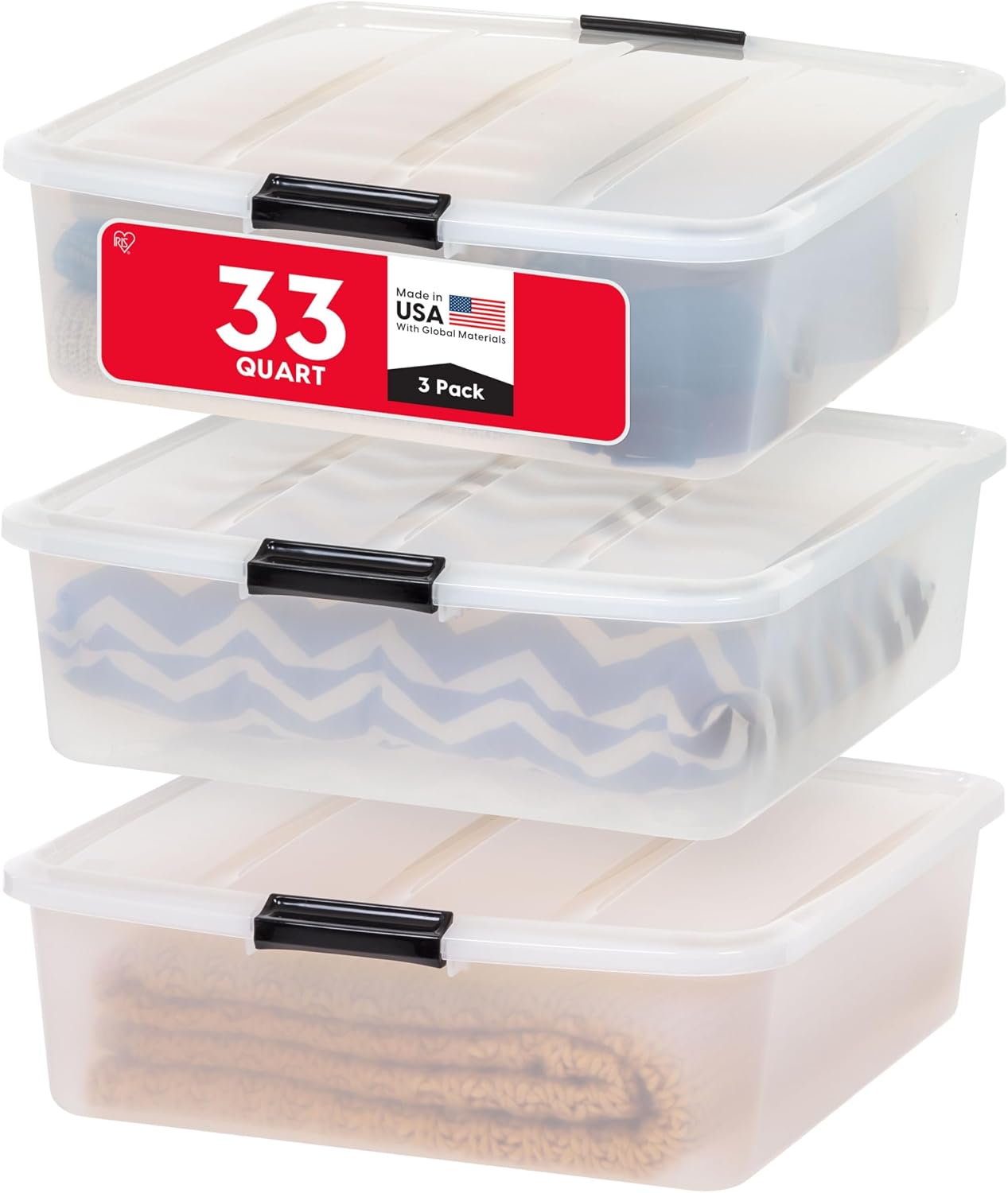 IRIS USA 2-Pack, 22 Qt. Under Bed Storage Bin with Sliding Drawer, White, Store seasonal clothing, shoes, blankets