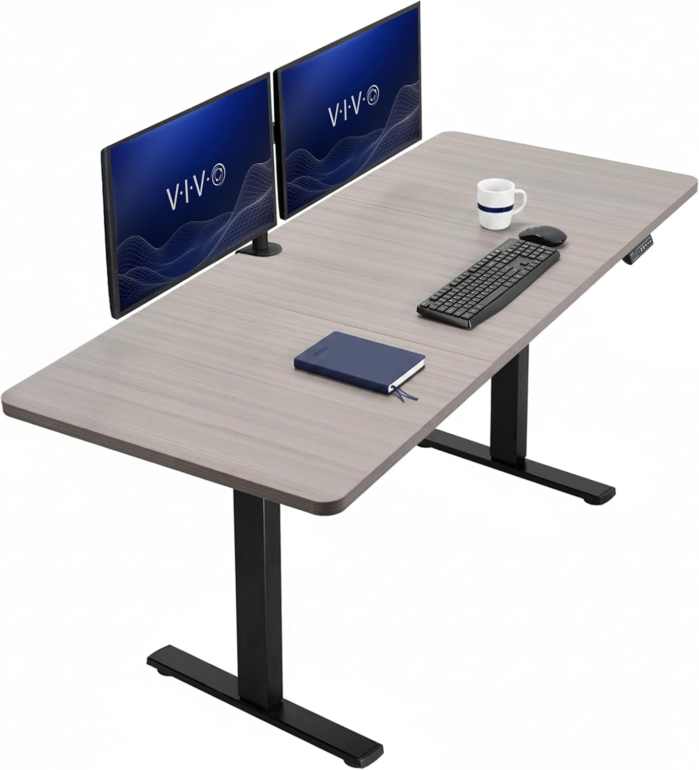 VIVO Electric 63 x 32 in Standing Desk, Memory Height Adjustment, 1B Series, Holds 220 lbs, Dark Walnut Top Black Frame, DESK-KIT-1B1D