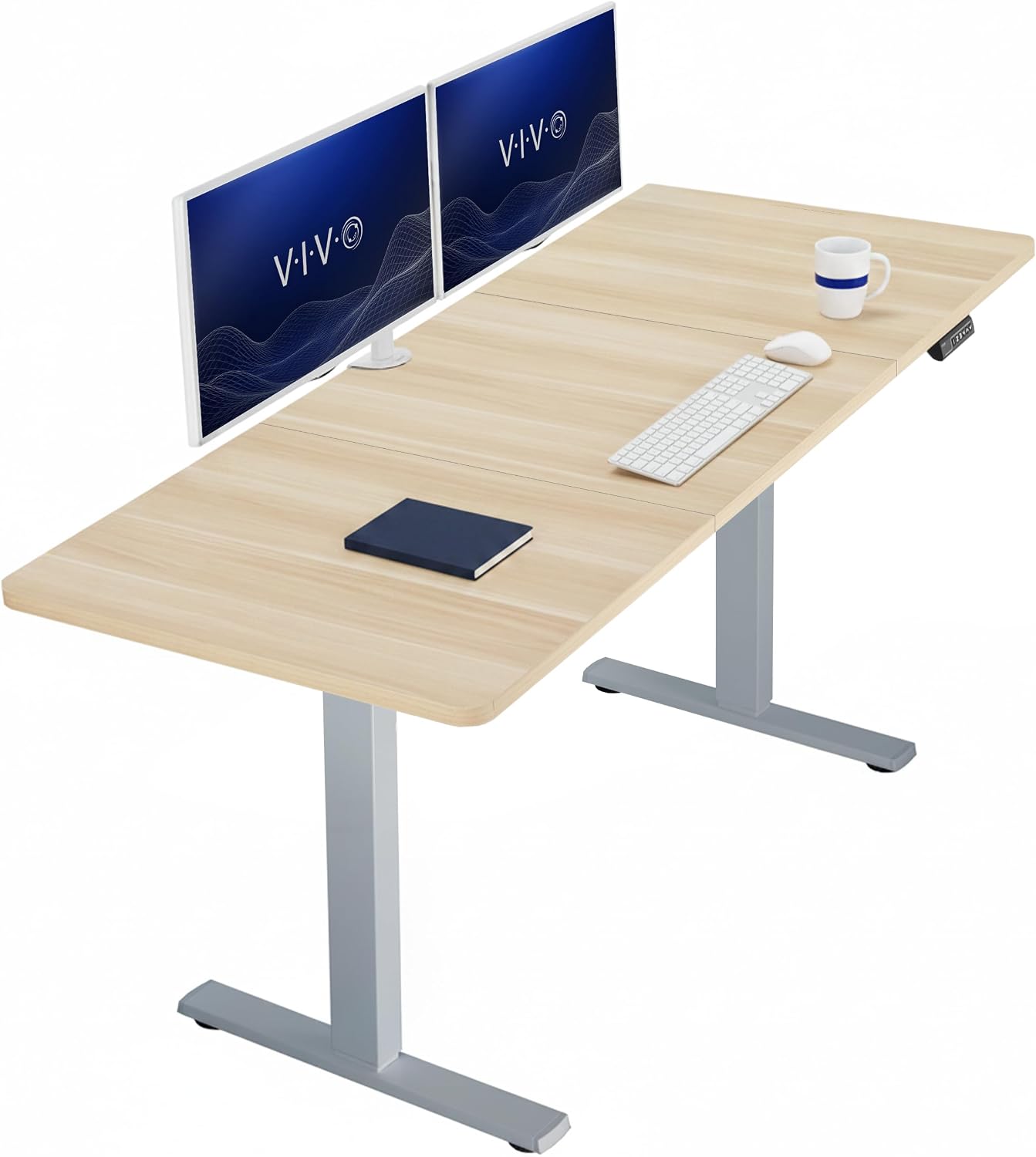 VIVO Electric 63 x 32 in Standing Desk, Memory Height Adjustment, 1B Series, Holds 220 lbs, Dark Walnut Top Black Frame, DESK-KIT-1B1D