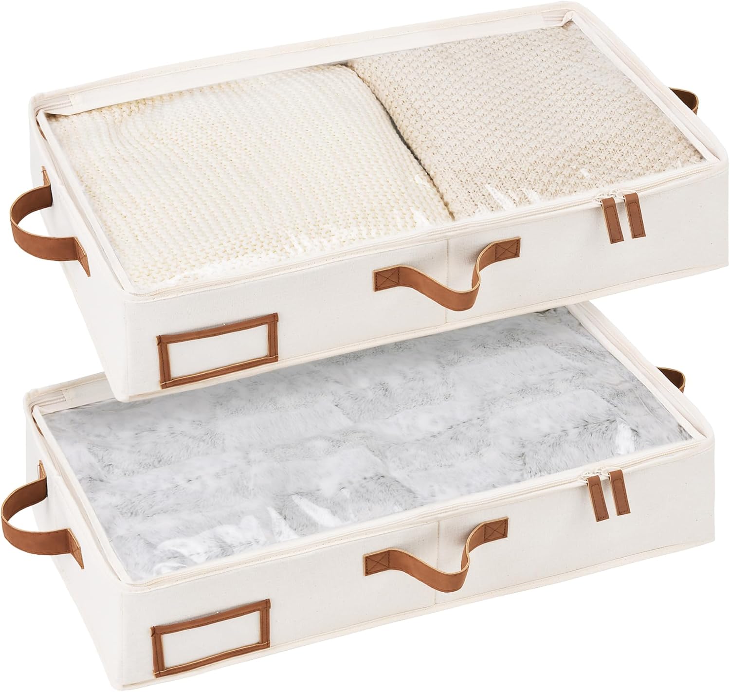 StorageWorks Large Under Bed Storage Containers with Handles and Label Holder, 2 Pack Ultra-thick Fabric Underbed Bins, Closet Organizer for Clothes