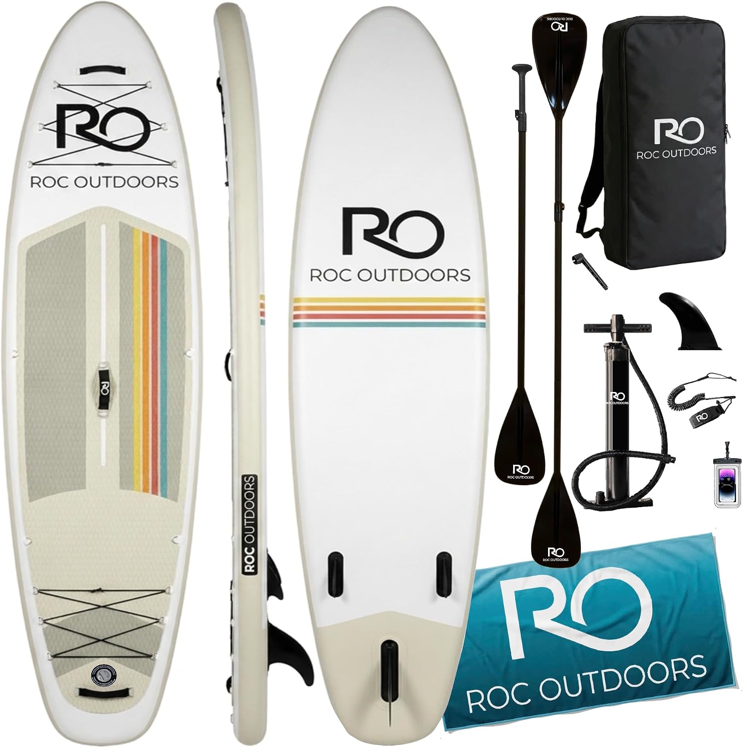 Roc Inflatable Stand Up Paddle Board 10' 6" with Premium SUP Paddle Board Accessories, Wide Stable Design, Non-Slip Comfort Deck for Youth and Adults