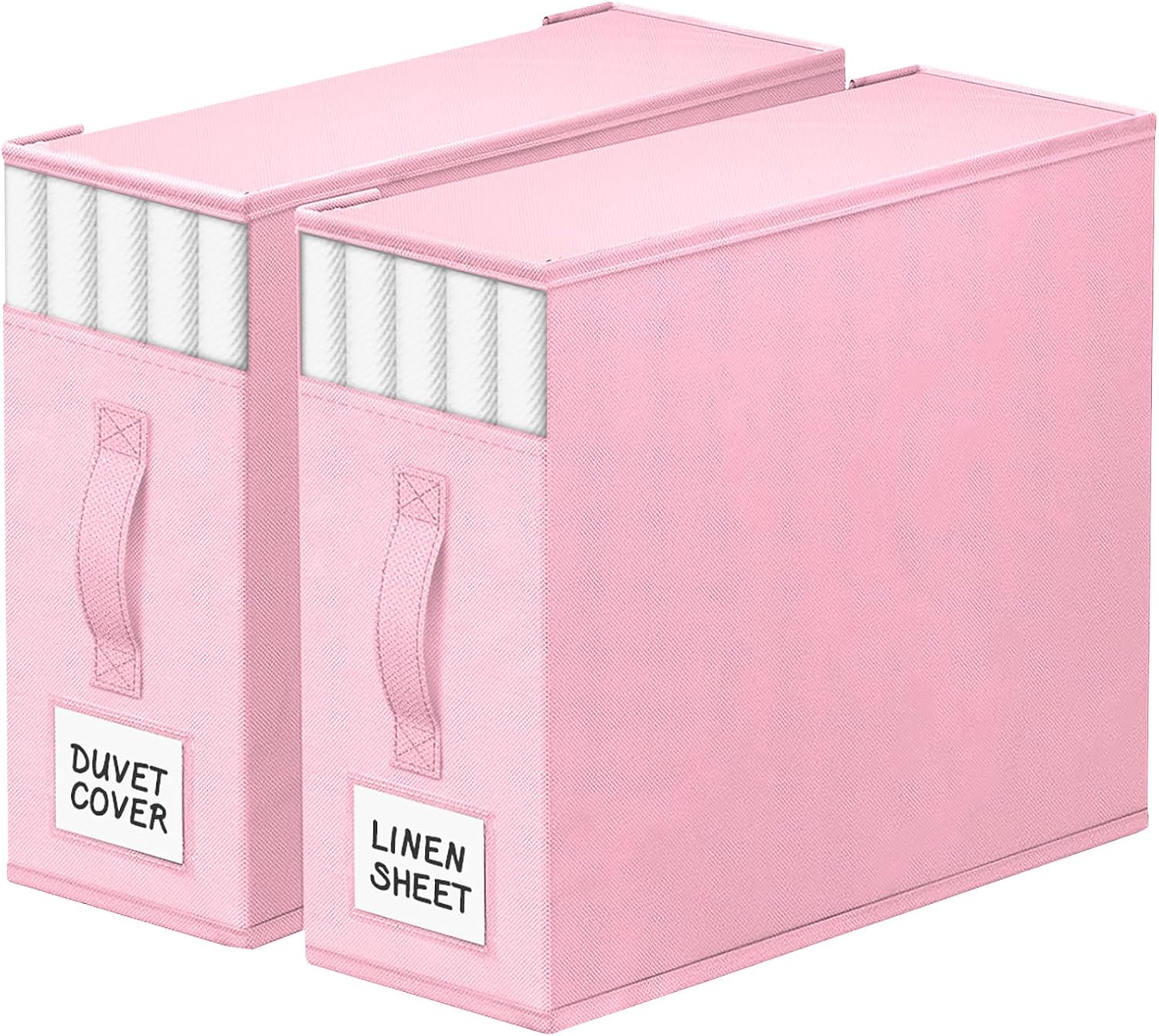StorageTastic 6 Pack Bed Sheet Closet Organizers and Storage, Sturdy Foldable Storage Containers with Window and Label