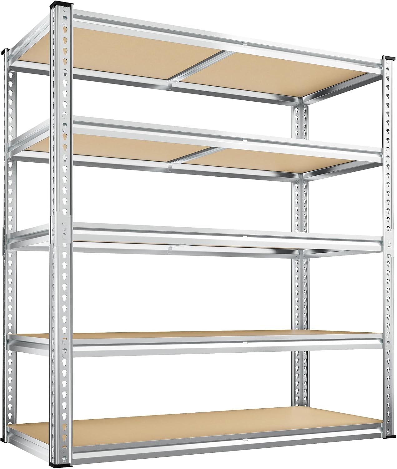 REIBII 2500LBS Garage Shelving, 40"W Rust-Proof Storage Shelves For Basement, 5-Tier Metal Shelving, Waterproof, Adjustable Pantry Shelves
