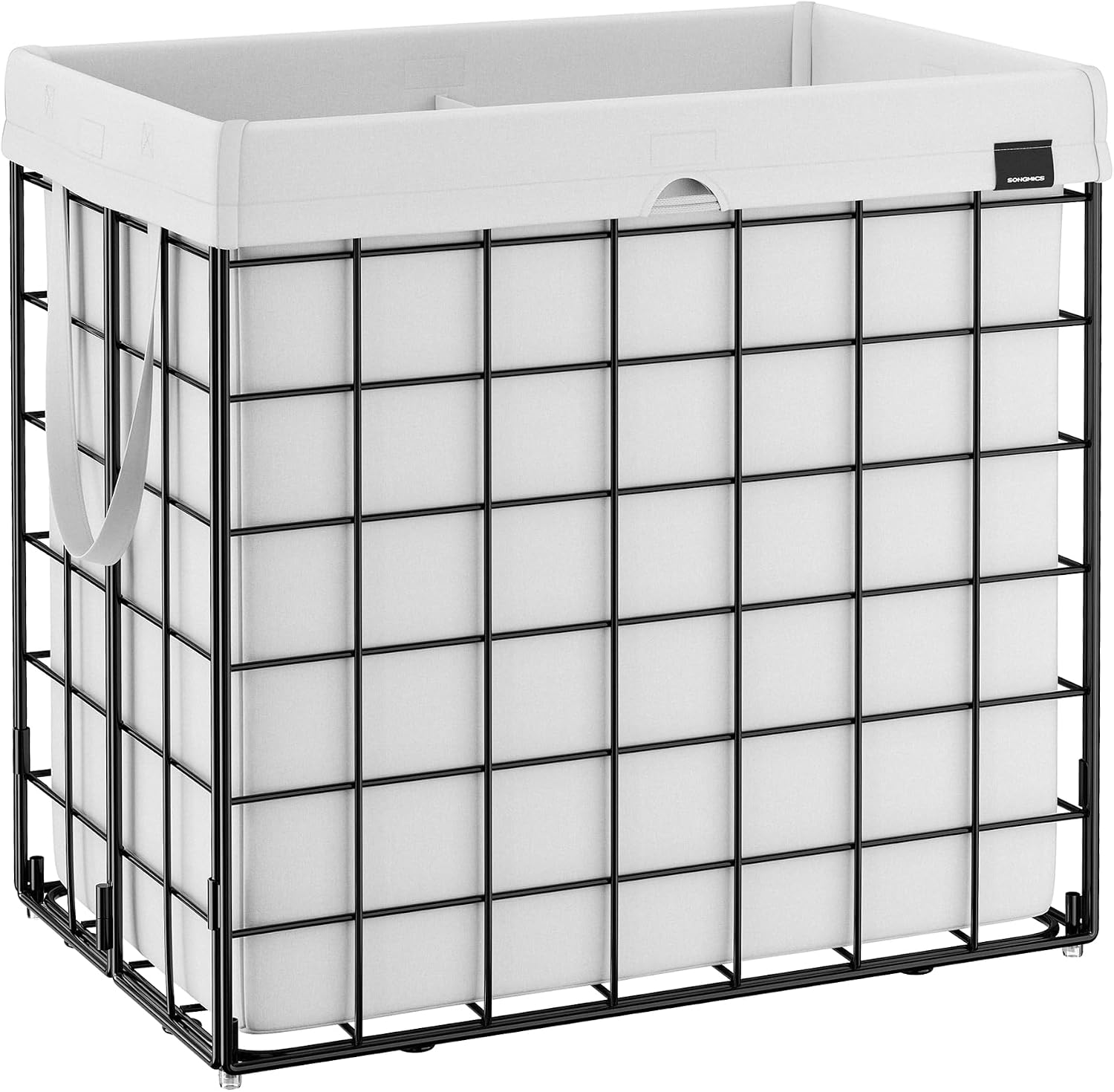 SONGMICS Laundry Hamper, 23.8 Gal. (90L) Laundry Basket, Collapsible Clothes Hamper, Black and White ULCB190W01