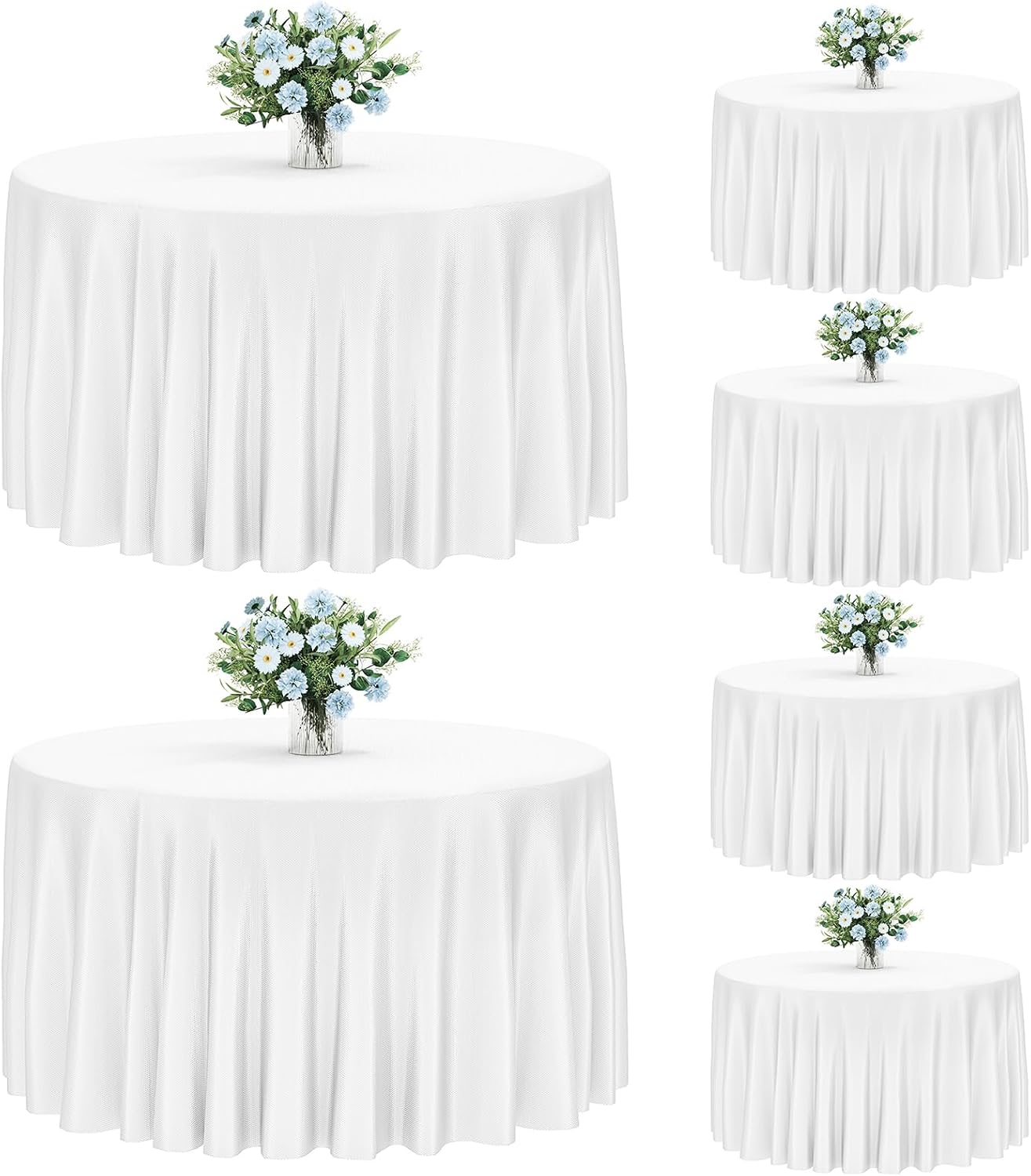 Fixwal 120 Inch Black Round Tablecloth, 6 Pack Round Table Cloth Polyester Fabric Washable Table Covers for New Year Decorations, Party, Banquet