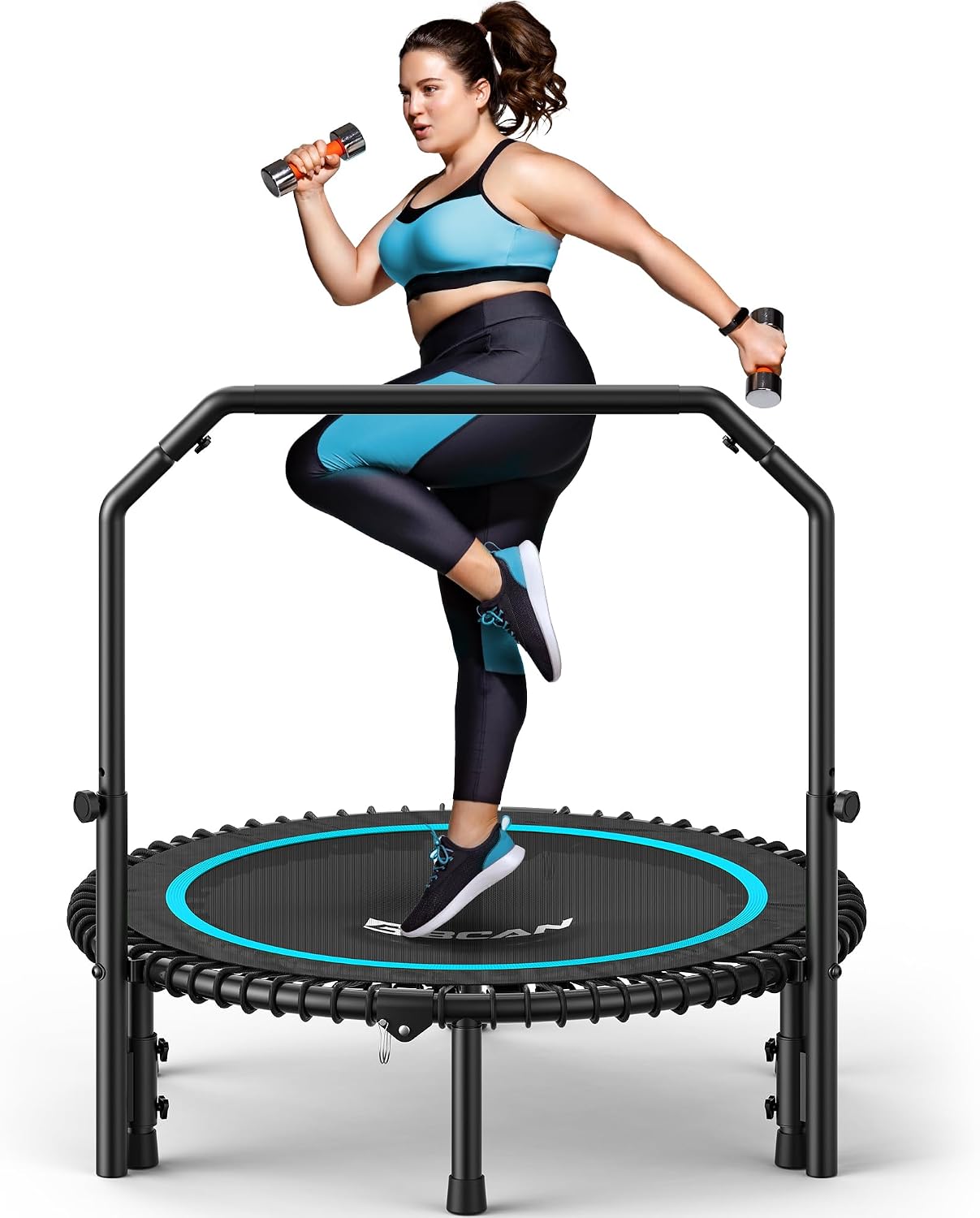 BCAN BT2 Rebounder Trampoline for Adults Bar, FED Fitness Trampoline Indoor