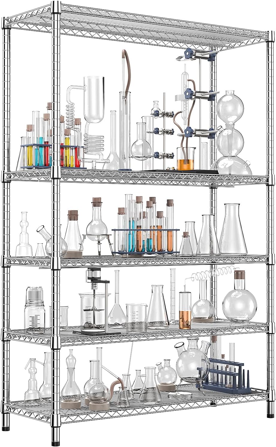 Garage Shelving Wide Storage Shelves 4 Tier Metal Shelves 3200 LBS Heavy Duty Adjustable Utility Shelf Rack Black 23.6" D x 53.1" W x 73.6" H
