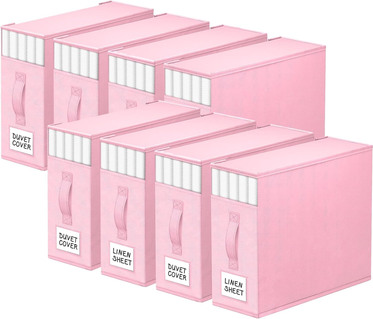 StorageTastic 6 Pack Bed Sheet Closet Organizers and Storage, Sturdy Foldable Storage Containers with Window and Label