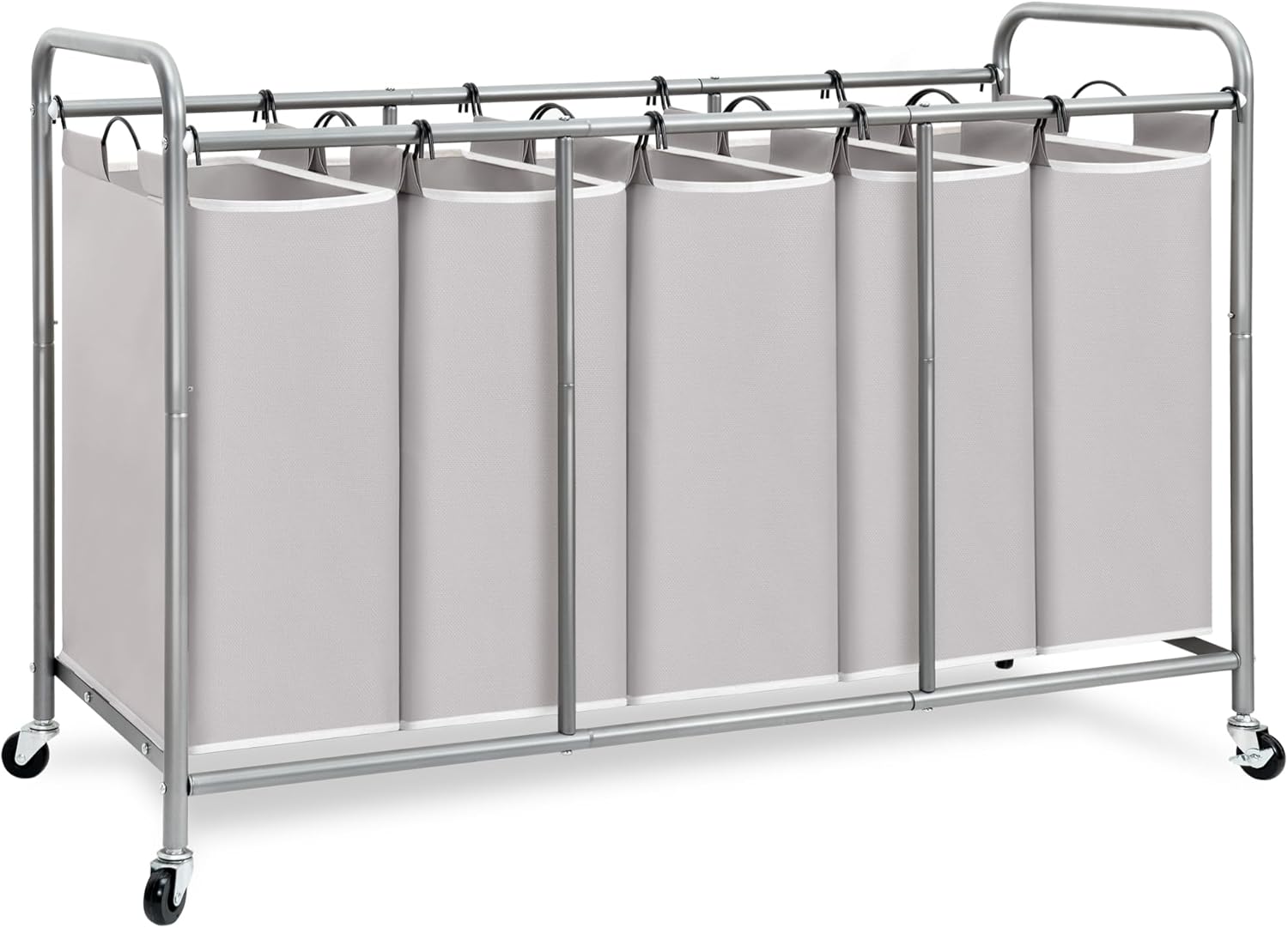 STORAGE MANIAC 3 Section Laundry Sorter, 35.6 Gal (135 L) Laundry Hamper Cart with Heavy Duty Rolling Lockable Wheels and Removable Bags