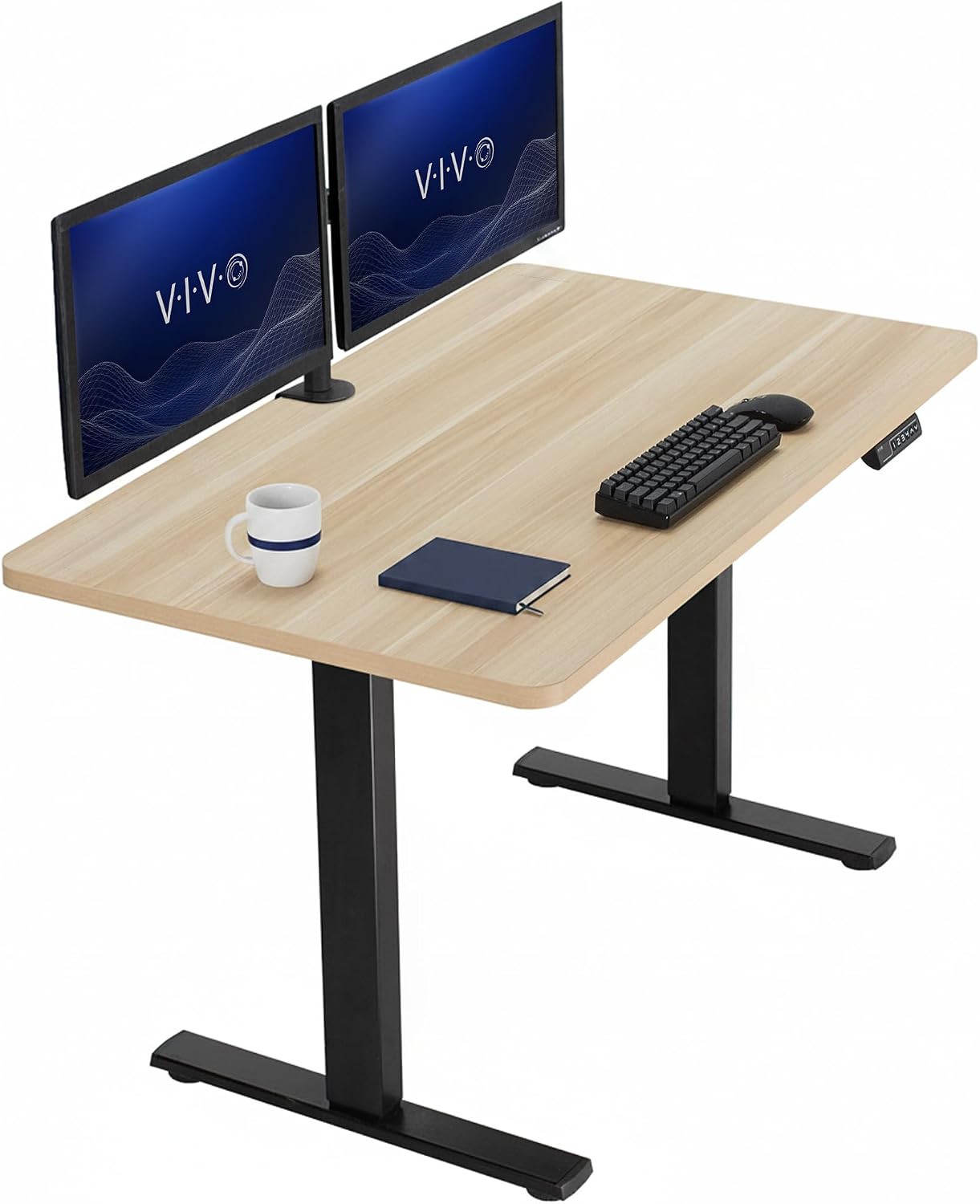 VIVO Electric 63 x 32 in Standing Desk, Memory Height Adjustment, 1B Series, Holds 220 lbs, Dark Walnut Top Black Frame, DESK-KIT-1B1D