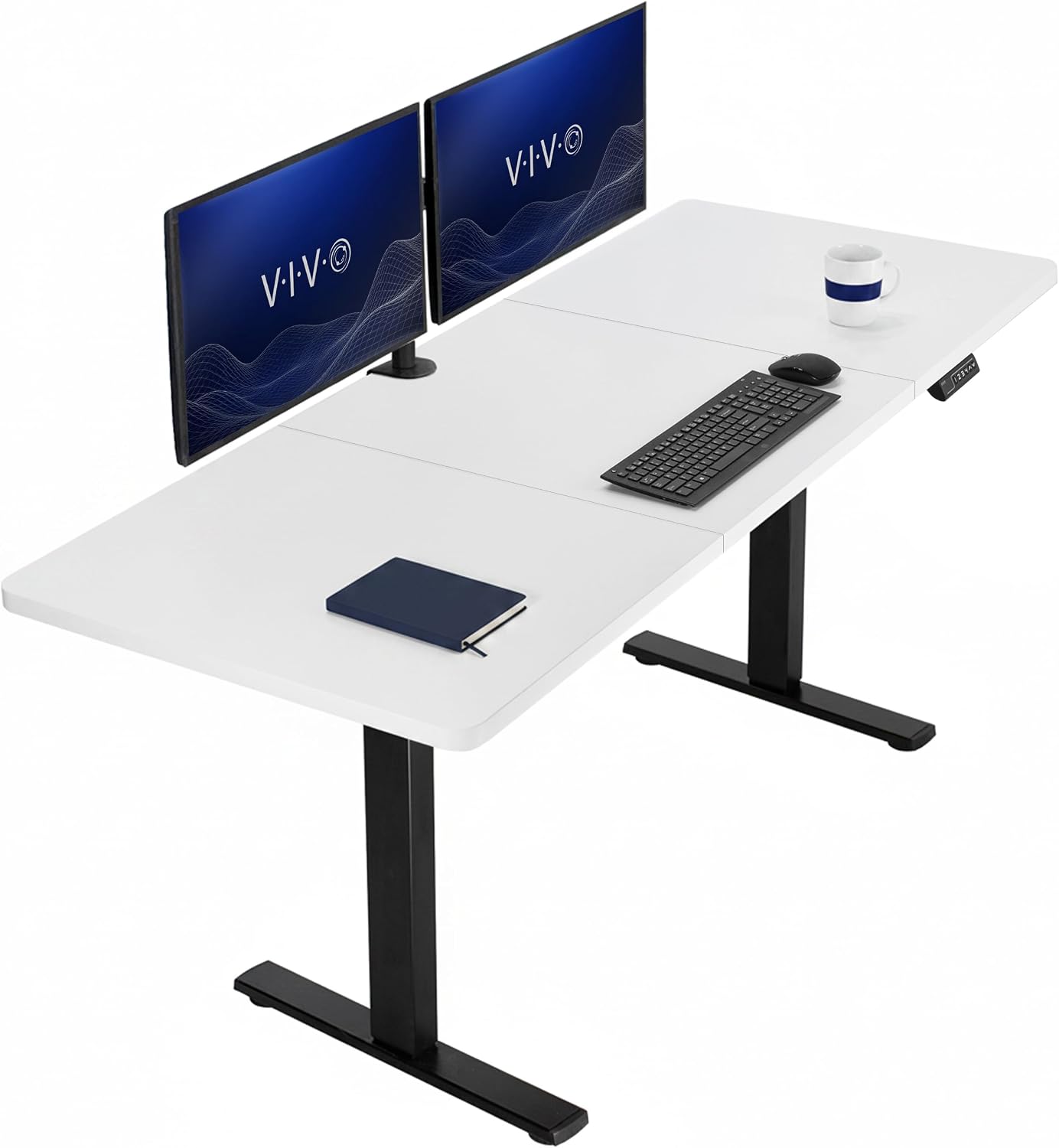 VIVO Electric 63 x 32 in Standing Desk, Memory Height Adjustment, 1B Series, Holds 220 lbs, Dark Walnut Top Black Frame, DESK-KIT-1B1D