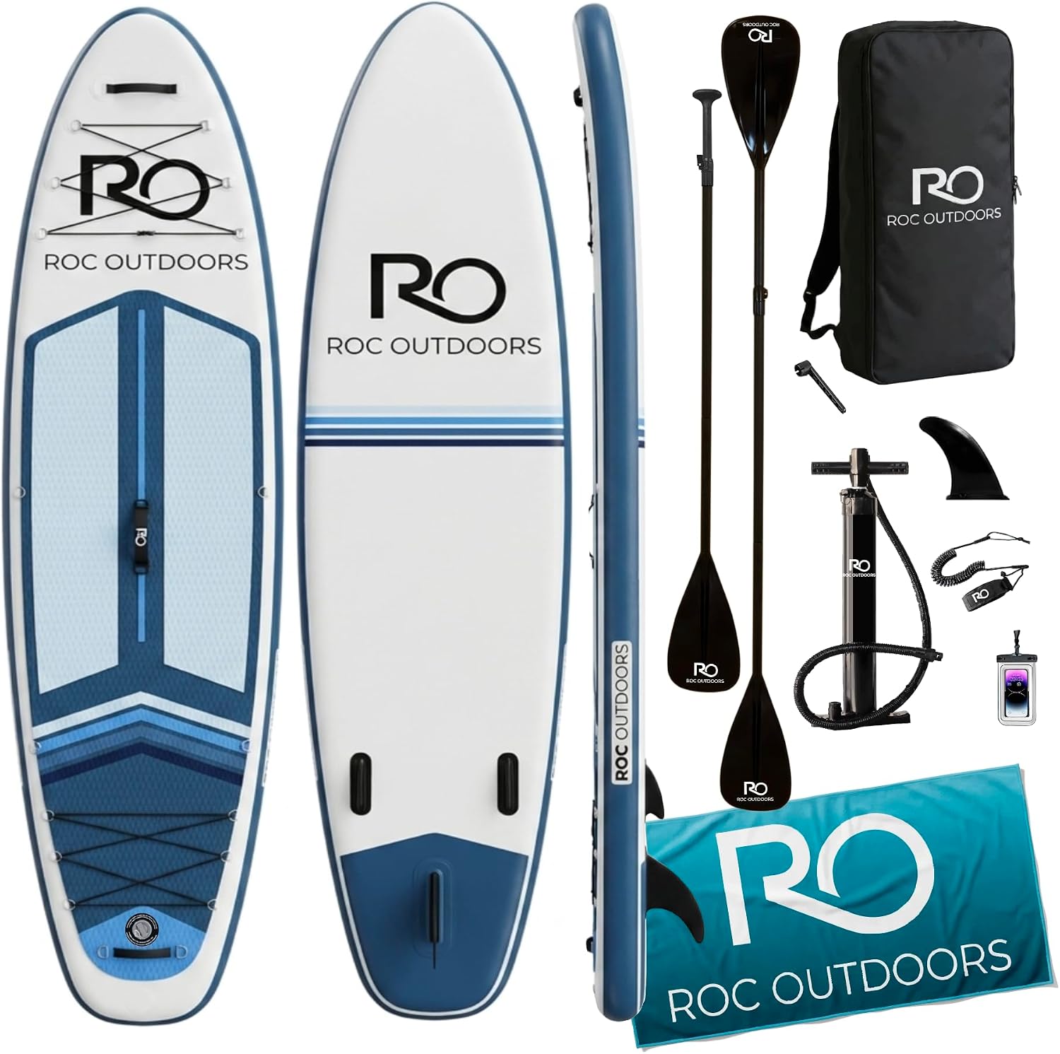 Roc Inflatable Stand Up Paddle Board 10' 6" with Premium SUP Paddle Board Accessories, Wide Stable Design, Non-Slip Comfort Deck for Youth and Adults