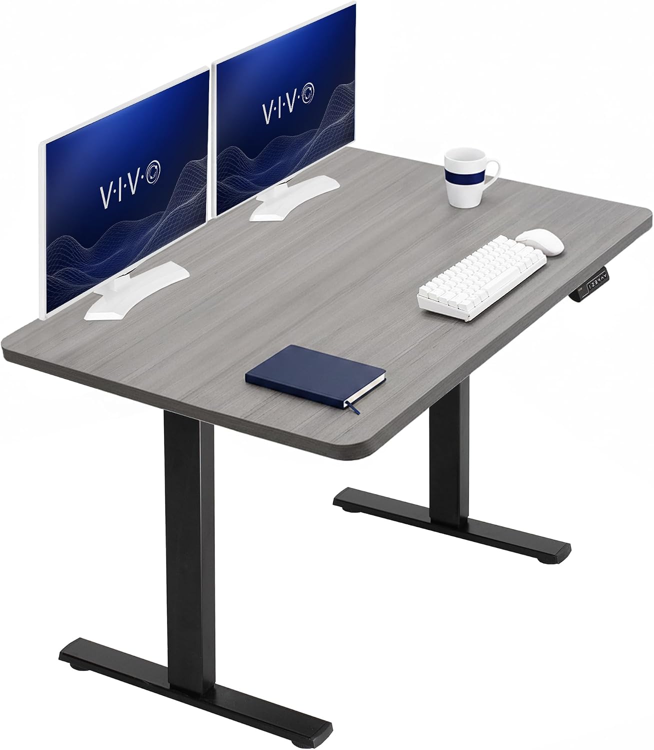 VIVO Electric 63 x 32 in Standing Desk, Memory Height Adjustment, 1B Series, Holds 220 lbs, Dark Walnut Top Black Frame, DESK-KIT-1B1D
