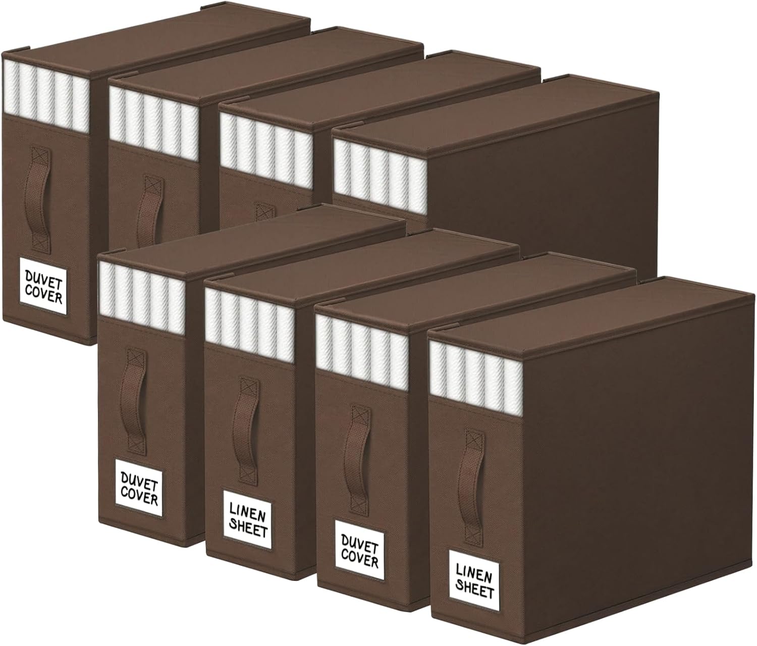 StorageTastic 6 Pack Bed Sheet Closet Organizers and Storage, Sturdy Foldable Storage Containers with Window and Label