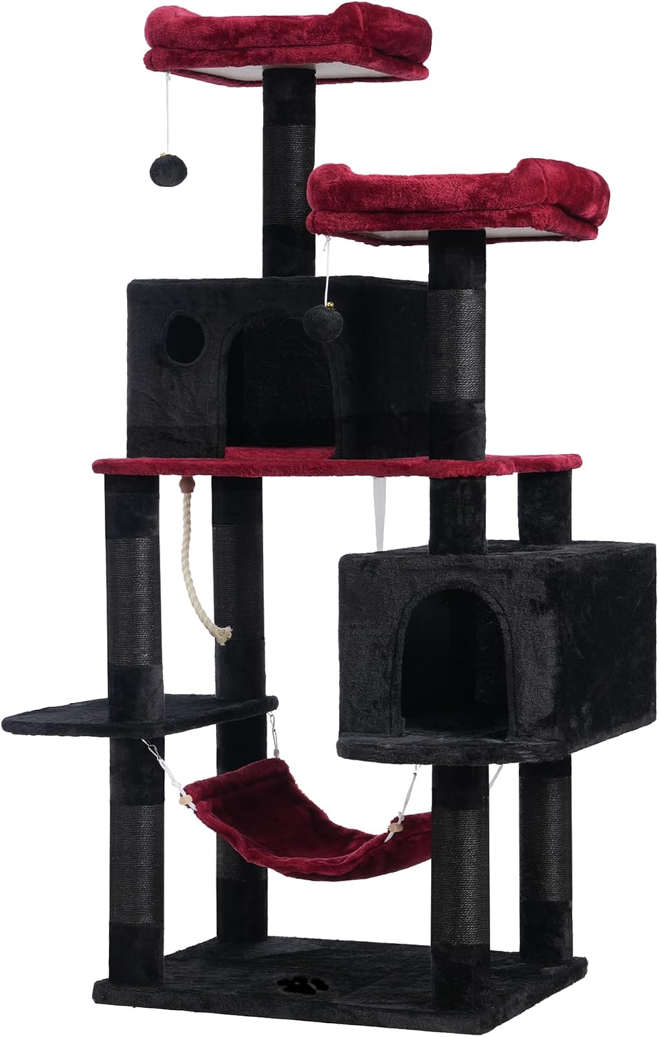 Hey-brother Large Multi-Level Cat Tree Condo Furniture with Sisal-Covered Scratching Posts, 2 Bigger Plush Condos, Perch Hammock for Kittens