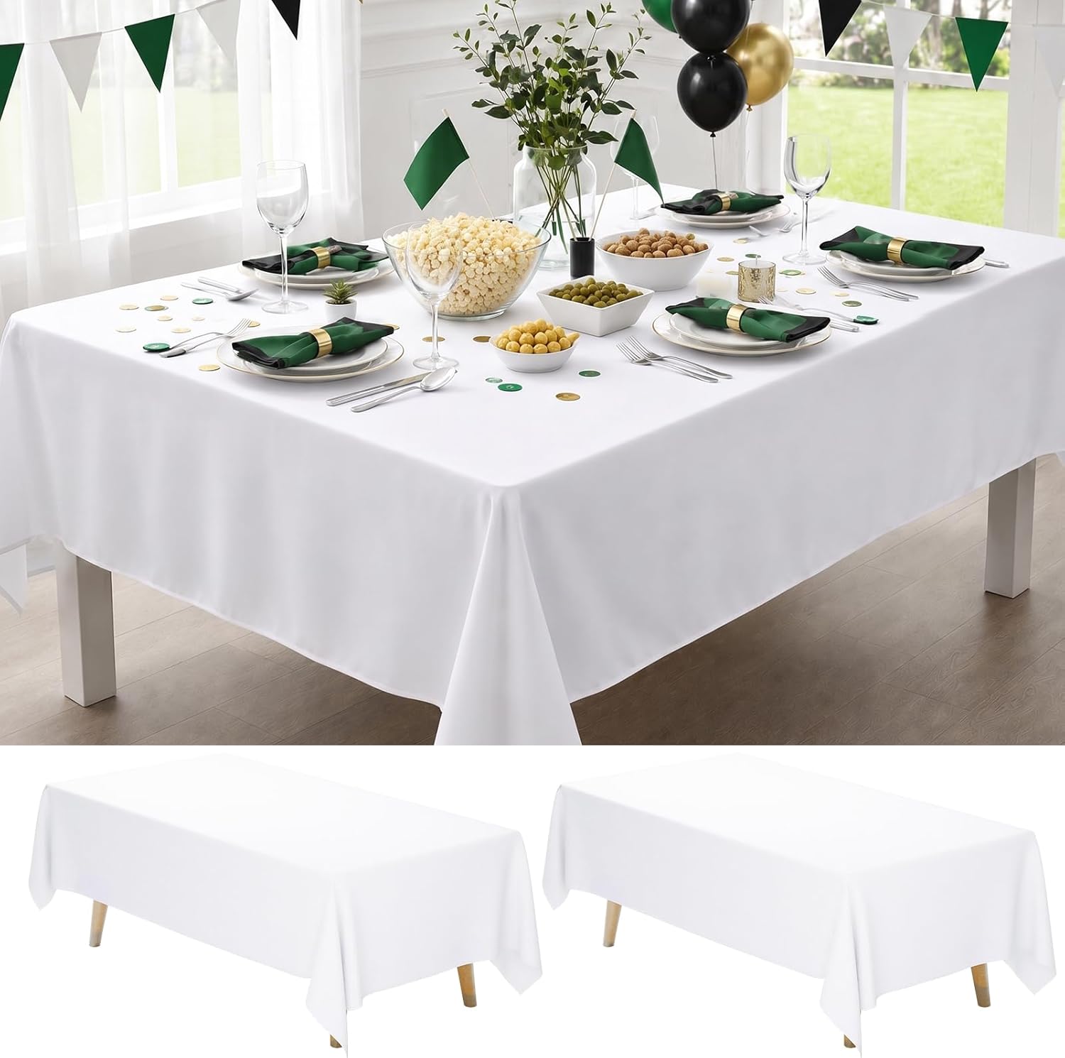 Fixwal 120 Inch Black Round Tablecloth, 6 Pack Round Table Cloth Polyester Fabric Washable Table Covers for New Year Decorations, Party, Banquet