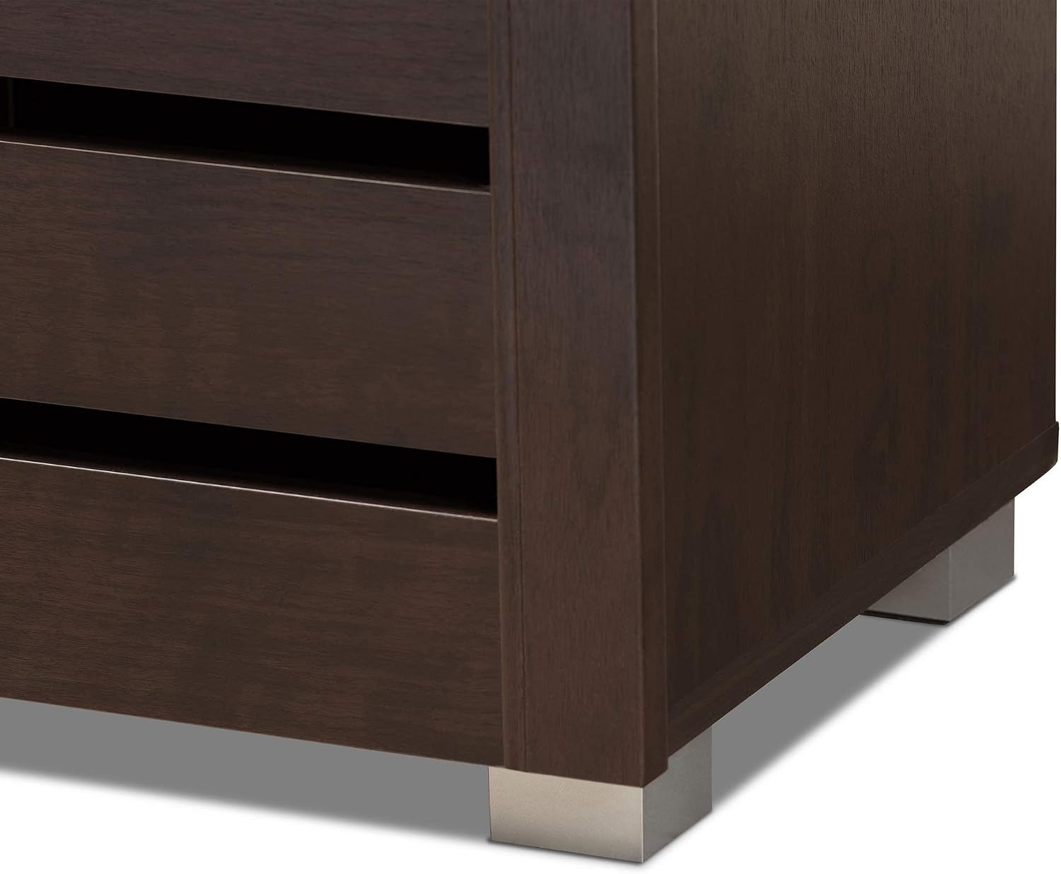 Wholesale Interiors Baxton Studio Adalwin Modern and Contemporary 3-Door Dark Brown Wooden Entryway Shoes Storage Cabinet