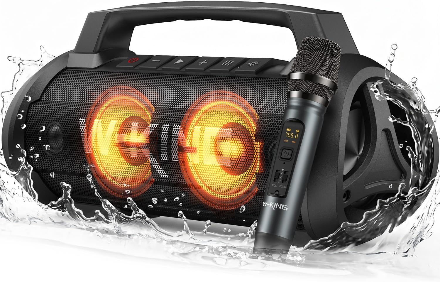 W-KING Portable Bluetooth Speaker, 120W Max/110dB/IPX6/BT5.4/42H/DSP/RGB/4 Drivers/70W Deep Bass/Wireless Stereo Pairing, Large Party Boombox