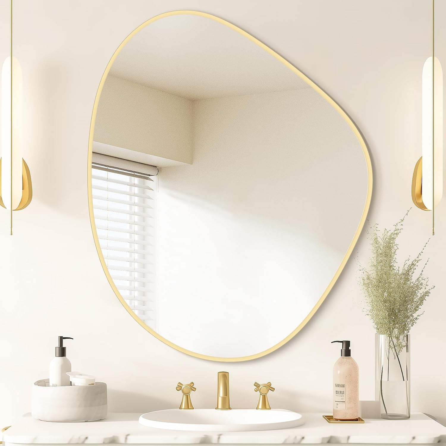 WallBeyond Asymmetrical Mirror, Irregular Mirror Full Length, Boho Wall Mirrors Decorative for Bedroom Living Room Entryway Hall
