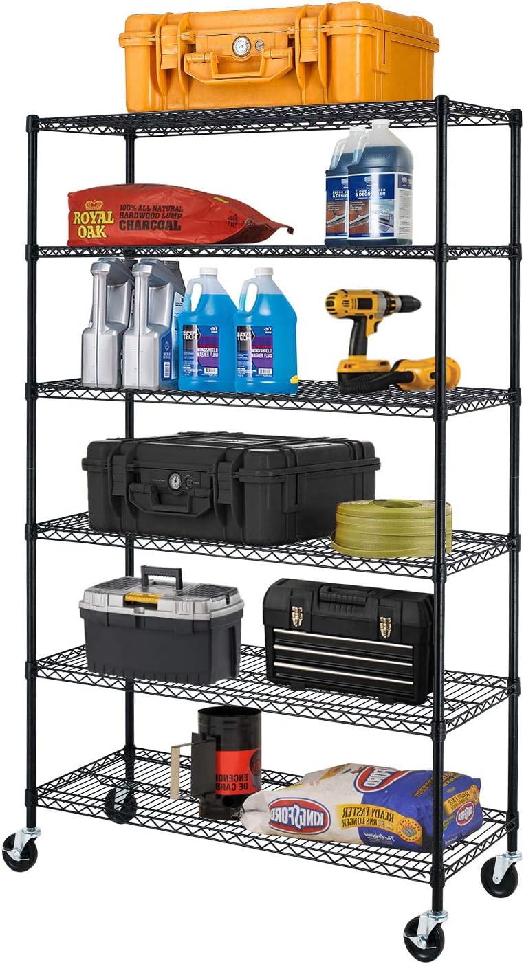 BestOffice, 4-Tier Wire Storage Shelves, 36x14x54, Black, with Adjustable Racks, Heavy-Duty Metal Shelf, Holds Up to 1000 lbs, No-Tool Assembly